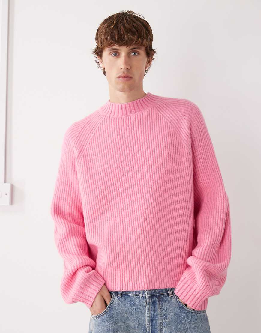 COLLUSION - Kastiger Strickpullover in Babyrosa von Collusion