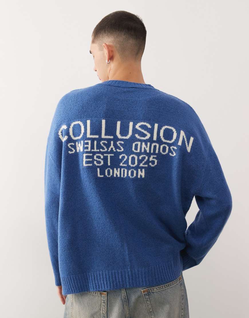 COLLUSION - Kastiges Sweatshirt aus Strick in Blau von Collusion
