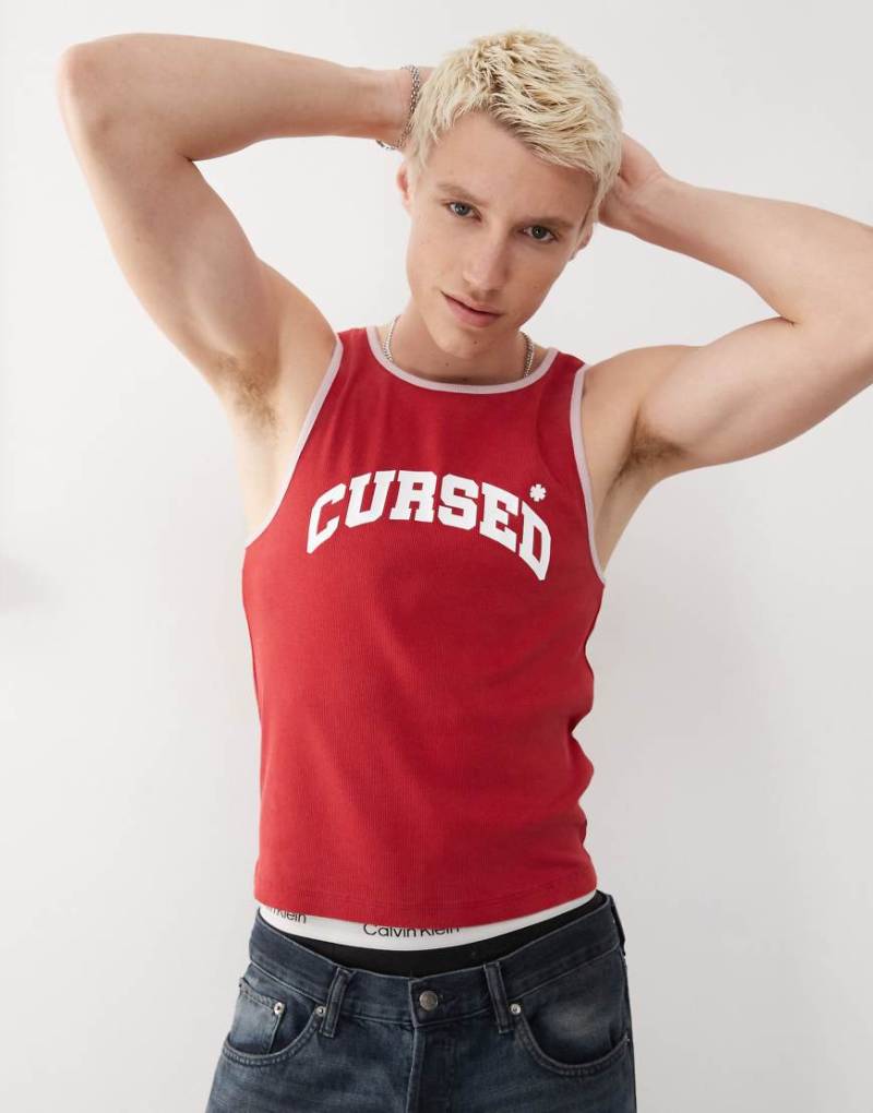 COLLUSION - Lässig geschnittenes Tanktop in Rot mit Print von Collusion