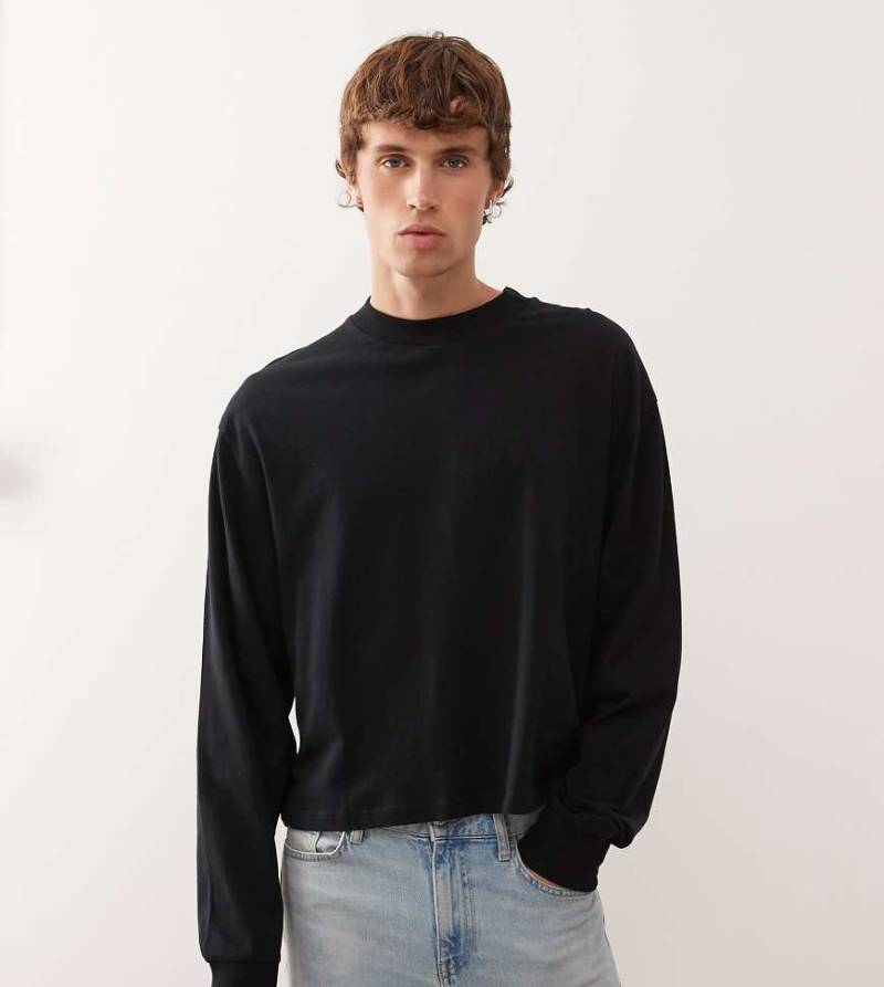 COLLUSION - Langärmliges, kastenförmiges Shirt in Schwarz von Collusion