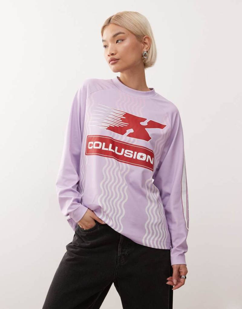 COLLUSION - Langärmliges Fußball-T-Shirt in Lavendel mit Logo-Lila von Collusion