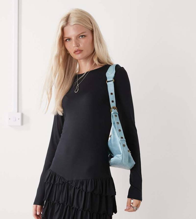 COLLUSION - Langärmliges Minikleid mit Rüschen-Schwarz von Collusion