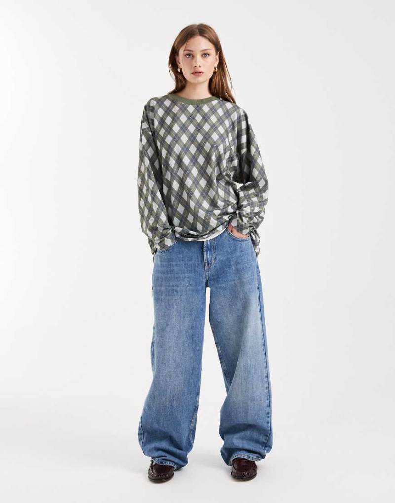 COLLUSION - Langärmliges Oberteil mit Rautenmuster in Khaki-Bunt von Collusion