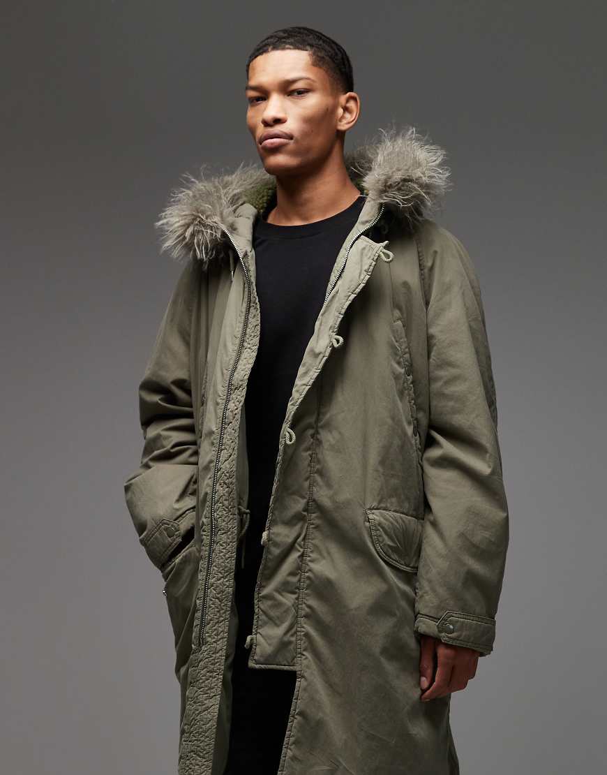 COLLUSION - Langer, gefütterter Parka in Khaki mit Kunstpelz-Grün COLLUSION - Langer, gefütterter Parka in Khaki mit Kunstpelz-Grün von Collusion