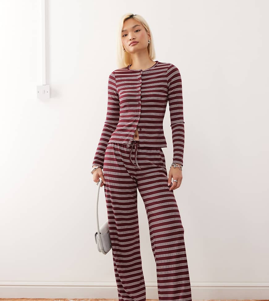 COLLUSION - Locker geschnittene, gerippte Hose in kastanienbraun gestreift, Kombiteil-Bunt von Collusion