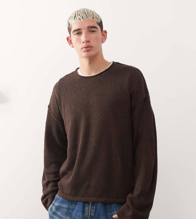 COLLUSION - Locker geschnittener Oversize-Feinstrickpullover in Braun-Brown von Collusion