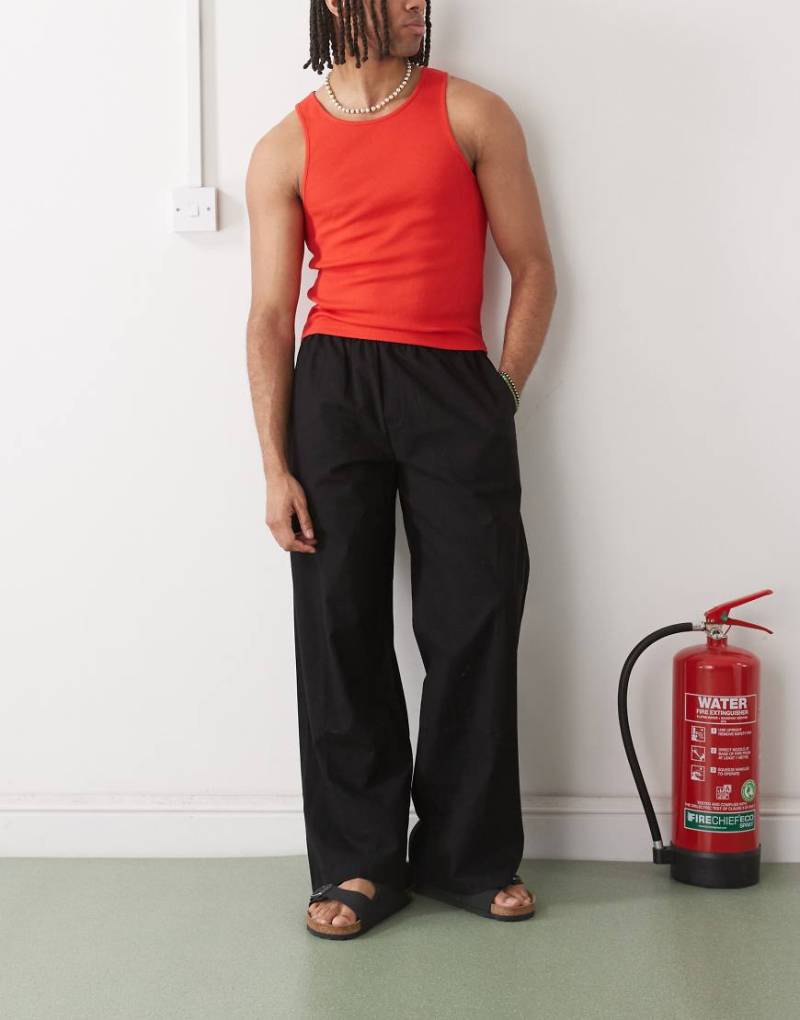 COLLUSION - Lockere Hose aus Webstoff und Leinen in Schwarz von Collusion