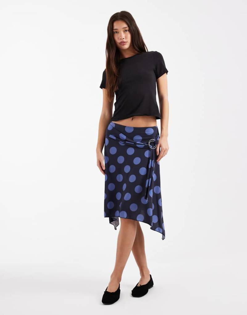 COLLUSION - Midirock in Blau mit Polka Dots und Ringdetail-Bunt COLLUSION - Midirock in Blau mit Polka Dots und Ringdetail-Bunt von Collusion