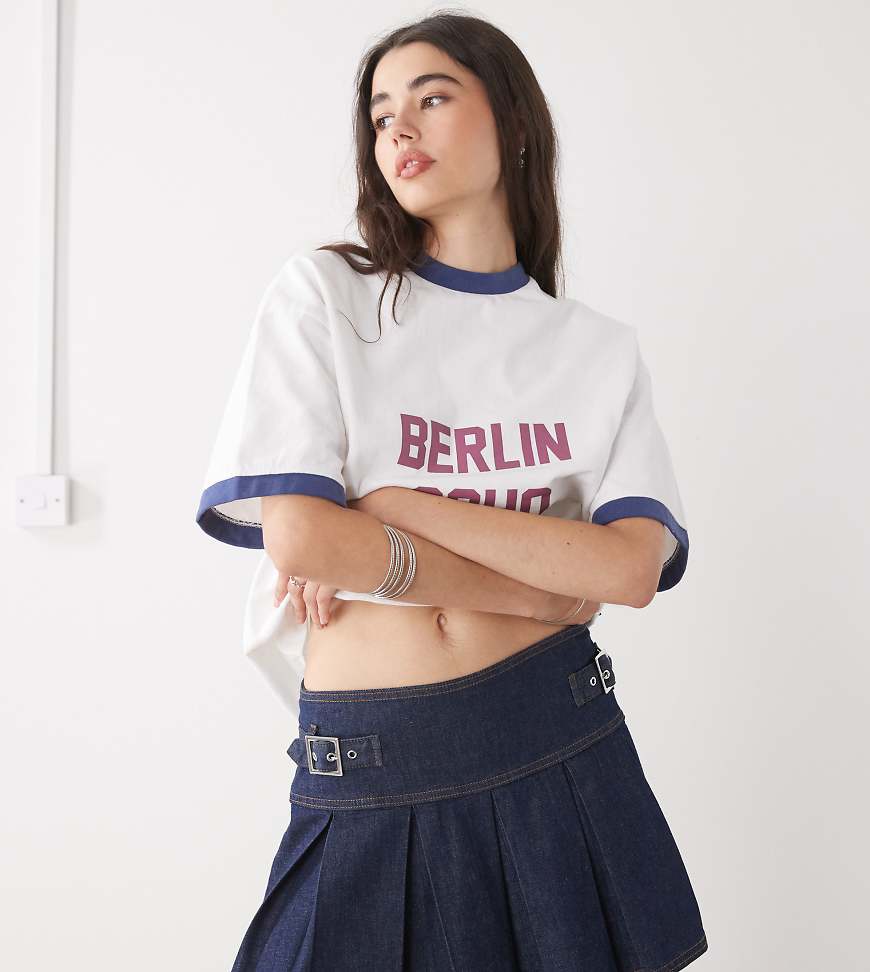 COLLUSION - Mini-Kilt aus Denim in Rinse-Waschung-Marineblau COLLUSION - Mini-Kilt aus Denim in Rinse-Waschung-Marineblau von Collusion