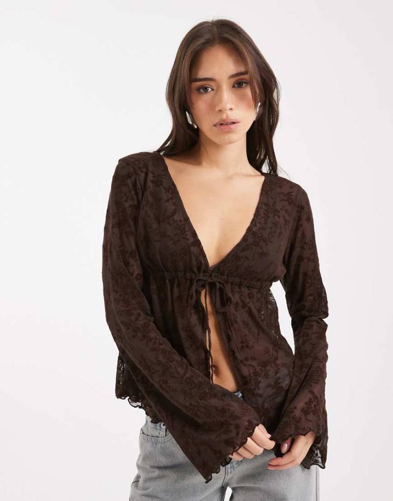 COLLUSION - Oberteil aus schwarzer Spitze mit Frontschnürung von Collusion