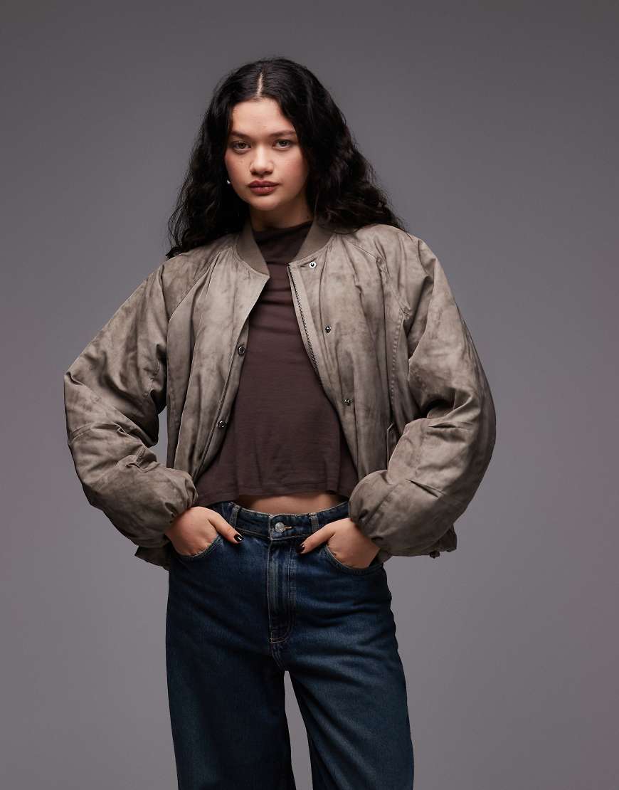 COLLUSION - Oversize-Bomberjacke in verwaschenem Khaki-Grün von Collusion