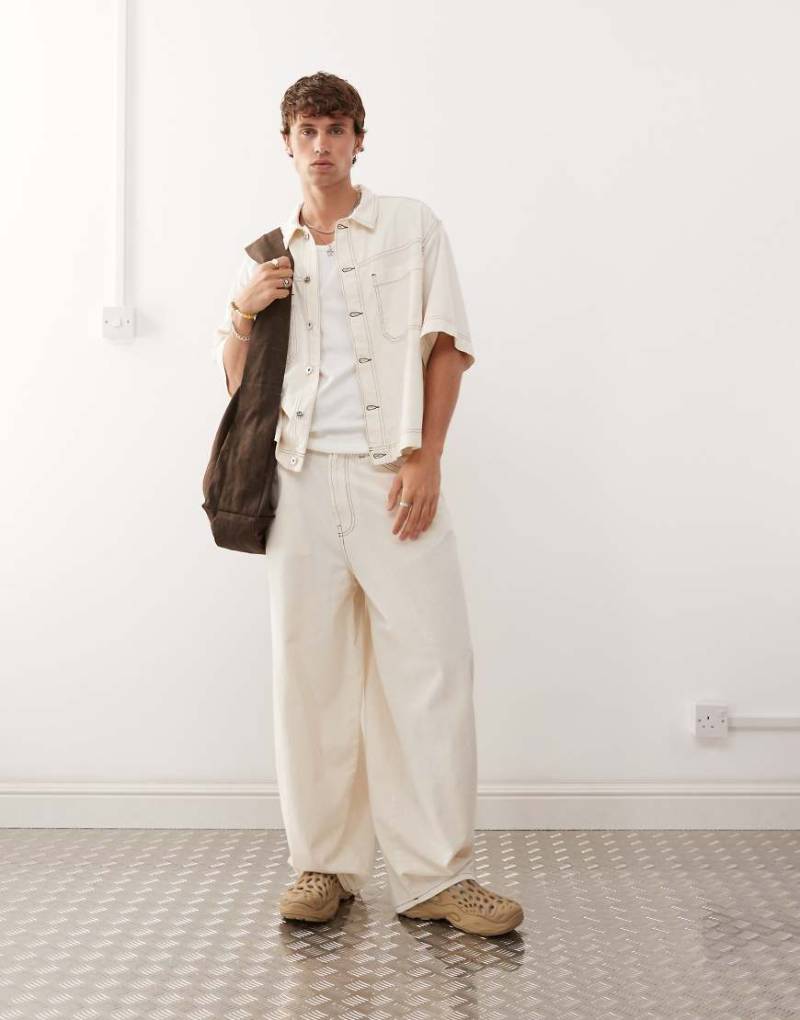 COLLUSION - Oversize-Hose aus Leinenmix in Ecru mit Ballonschnitt-Gelb von Collusion