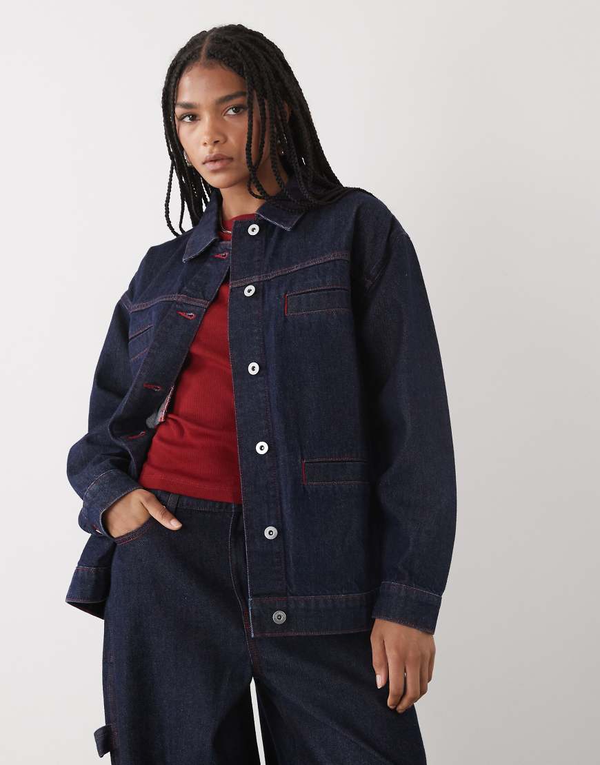 COLLUSION - Oversize-Jeanshemd in Rinse, Kombiteil-Marineblau von Collusion