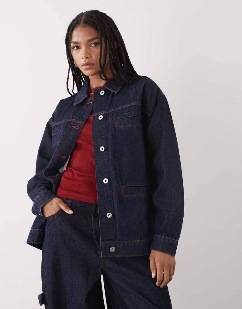 COLLUSION - Oversize-Jeanshemd in Rinse, Kombiteil-Marineblau von Collusion