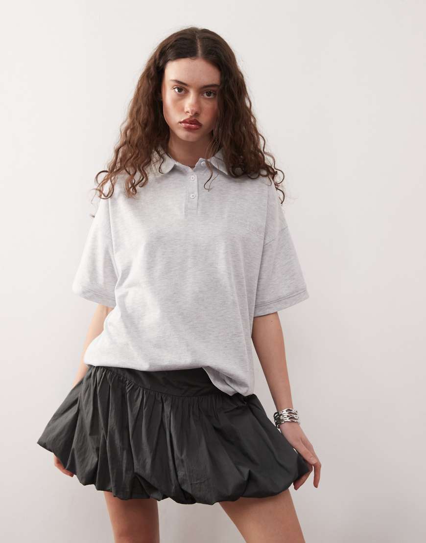 COLLUSION - Oversize-Polohemd in meliertem Grau von Collusion