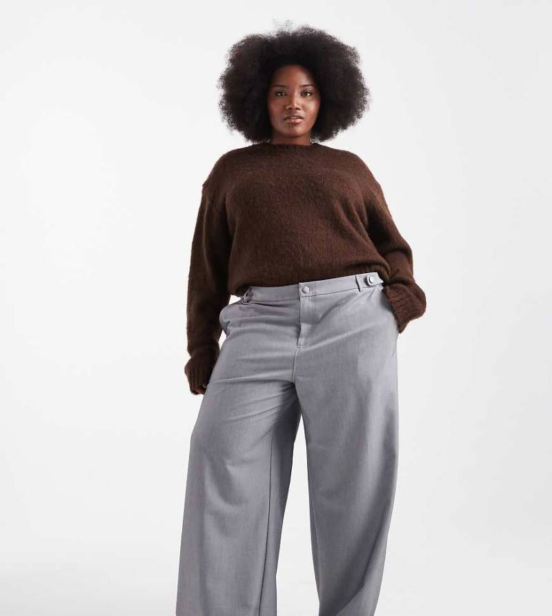 COLLUSION Plus - Elegante Hose in Anthrazit mit niedrigem Bund und lockerem Schnitt-Grau von Collusion