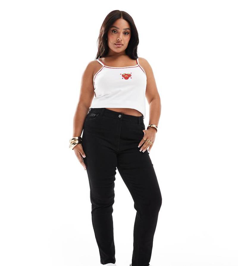 COLLUSION Plus - Enge Jeans in Schwarz mit hohem Bund von Collusion