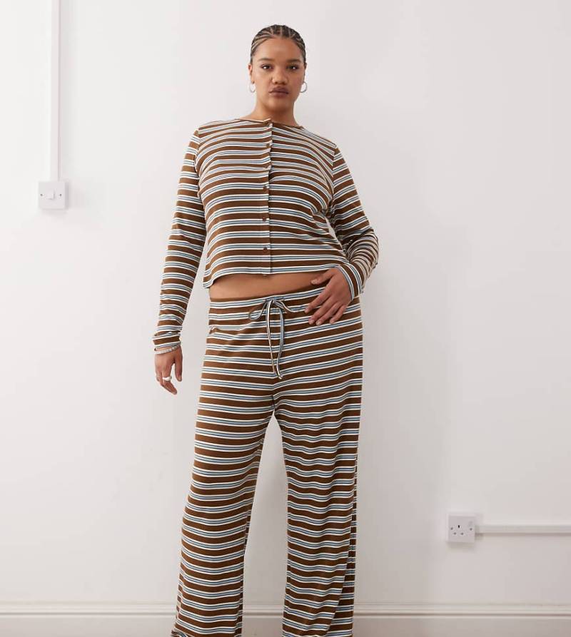 COLLUSION Plus - Locker geschnittene, gerippte Hose mit Streifen-Bunt von Collusion