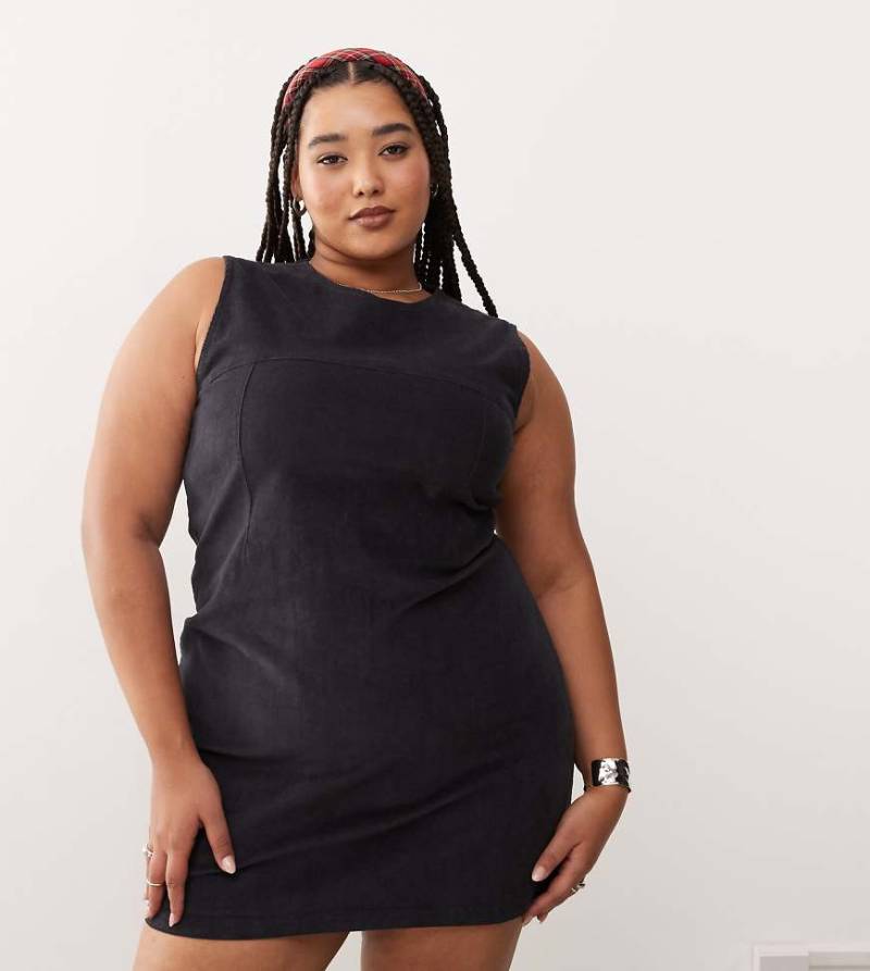 COLLUSION Plus - Minikleid aus Cord in Anthrazit mit Saumdetails-Grau von Collusion