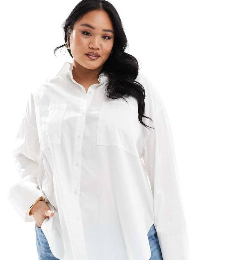 COLLUSION Plus - Oversize-Hemd aus Popeline in Weiß von Collusion
