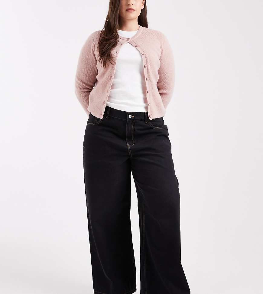 COLLUSION Plus - x003 - Jeans mit weitem Beinschnitt in Rauchschwarz von Collusion