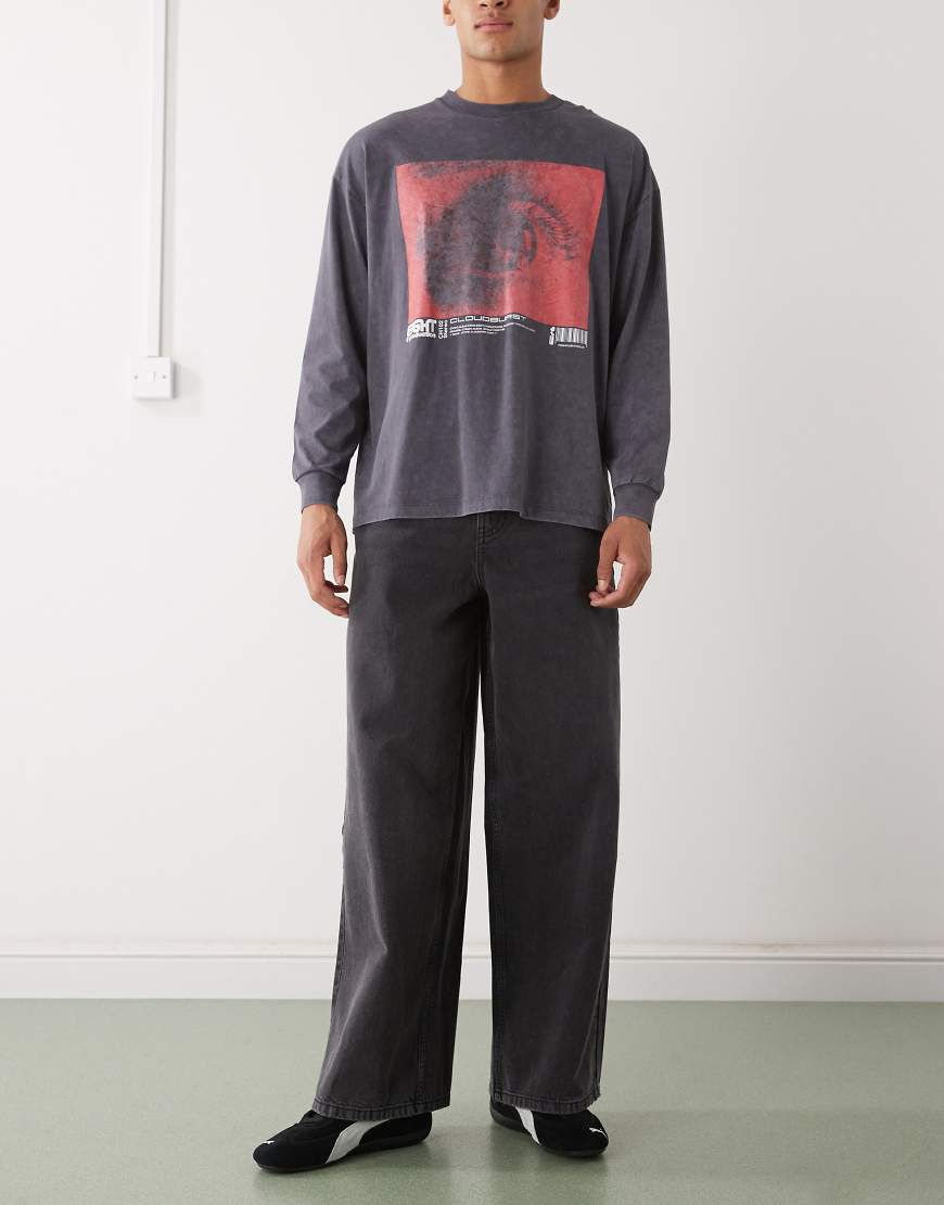 COLLUSION x003 - Jeans mit weitem Beinschnitt in verwaschenem Schwarz von Collusion