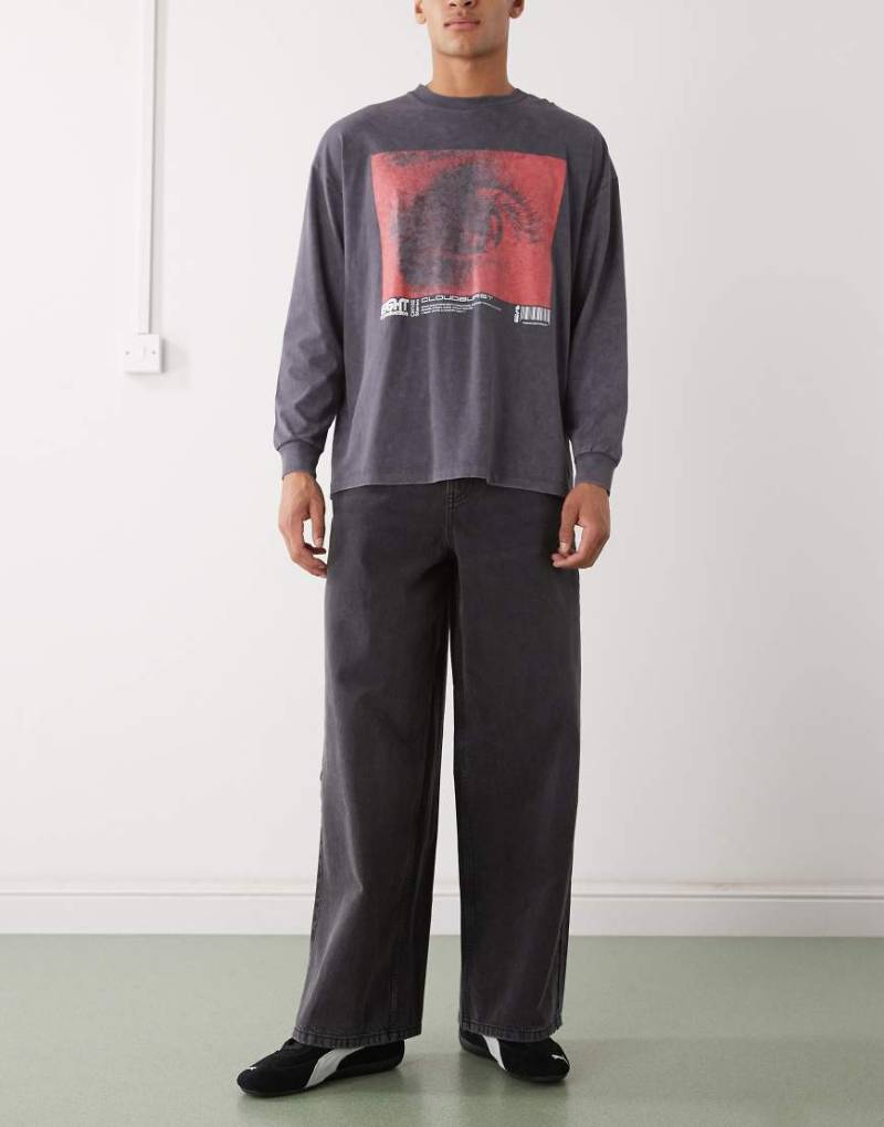 COLLUSION x003 - Jeans mit weitem Beinschnitt in verwaschenem Schwarz COLLUSION x003 - Jeans mit weitem Beinschnitt in verwaschenem Schwarz von Collusion