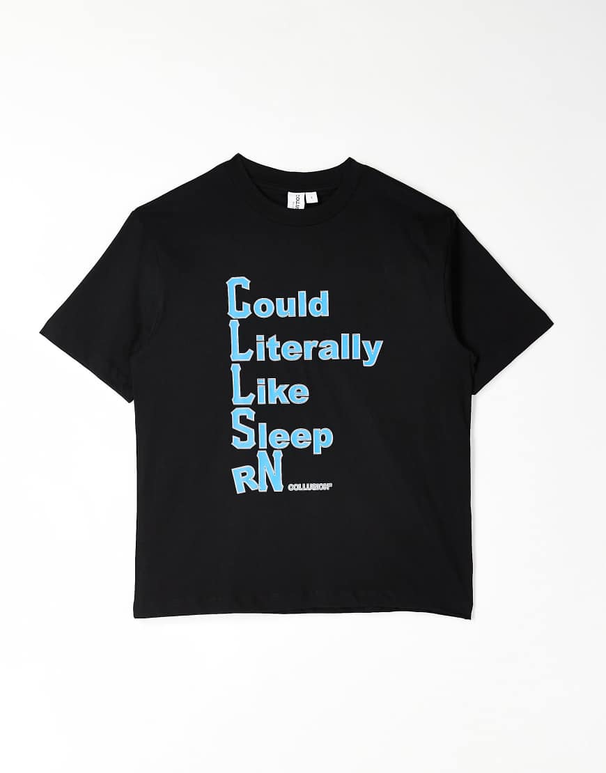 COLLUSION - Schmal geschnittenes T-Shirt in Schwarz mit Grafik von Collusion