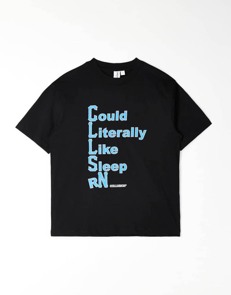 COLLUSION - Schmal geschnittenes T-Shirt in Schwarz mit Grafik von Collusion