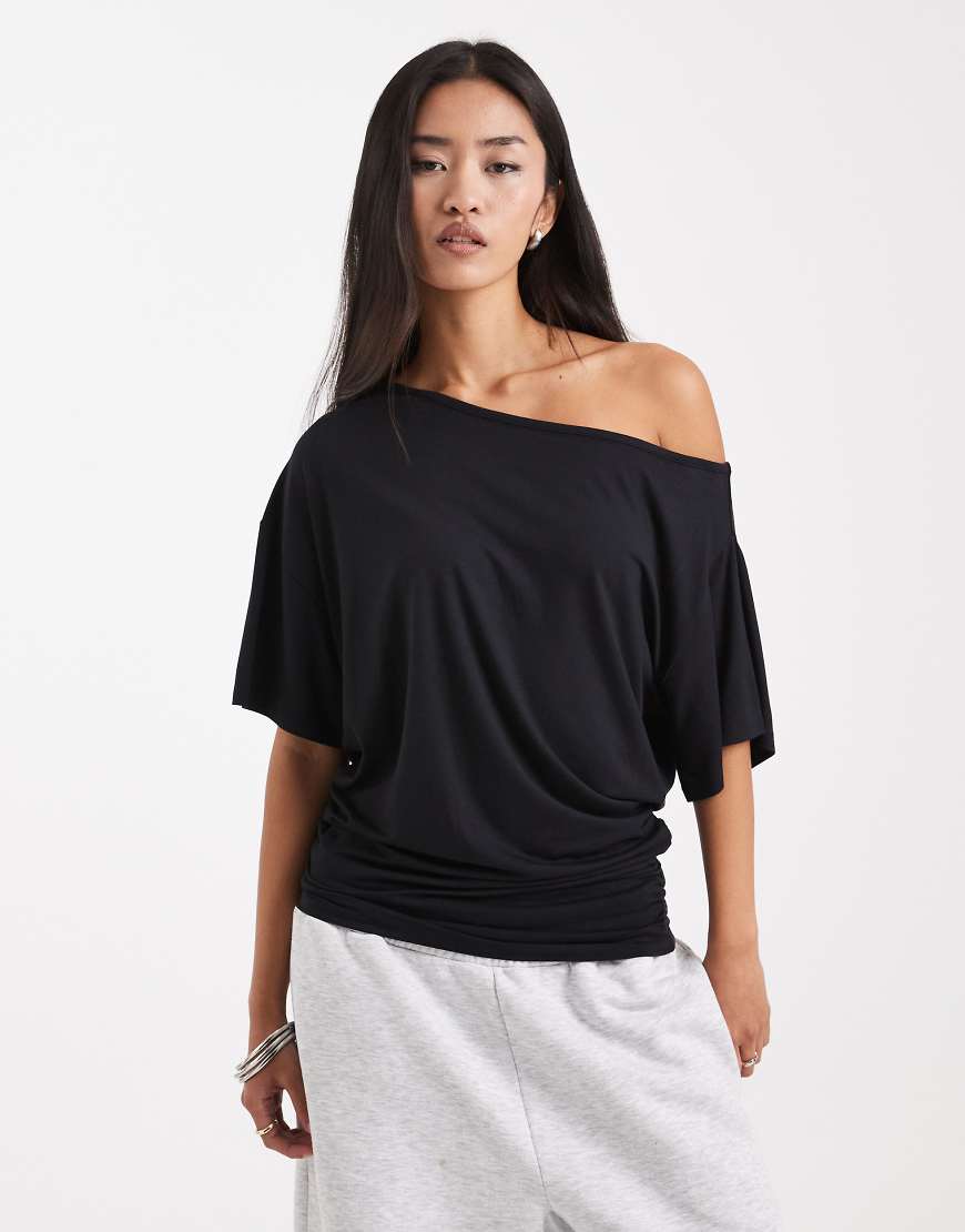 COLLUSION - Schulterfreies, drapiertes Oberteil in Schwarz von Collusion