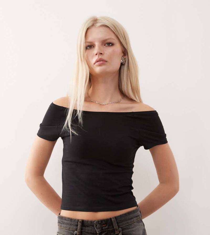 COLLUSION - Schulterfreies Oberteil mit Raglanärmeln-Schwarz COLLUSION - Schulterfreies Oberteil mit Raglanärmeln-Schwarz von Collusion