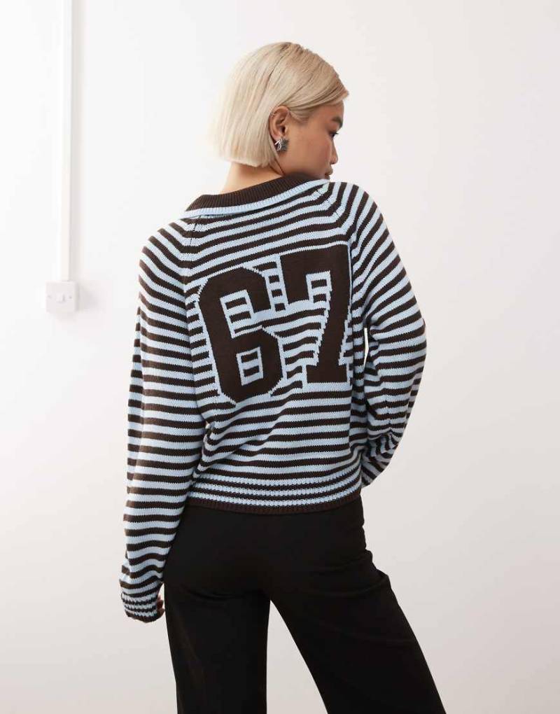 COLLUSION - Sportliches Polo-Oberteil aus Strick mit Streifen-Brown von Collusion