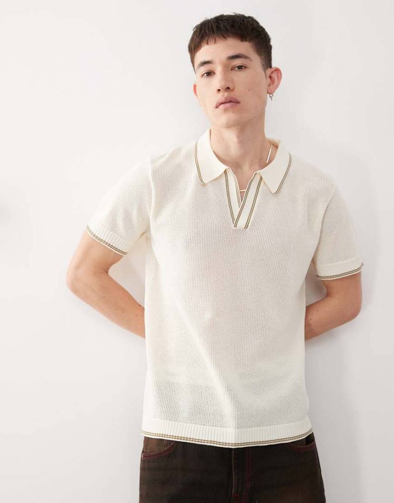 COLLUSION - Strick-Polo in Beige-Neutral von Collusion