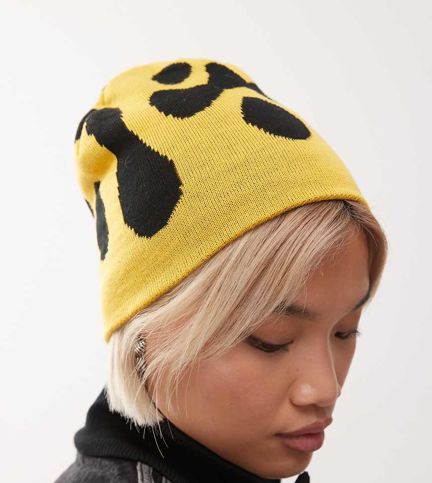 COLLUSION - Strickmütze in Gelb mit Totenkopf-Design COLLUSION - Strickmütze in Gelb mit Totenkopf-Design von Collusion