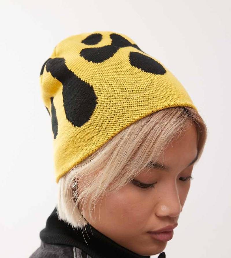 COLLUSION - Strickmütze in Gelb mit Totenkopf-Design COLLUSION - Strickmütze in Gelb mit Totenkopf-Design von Collusion