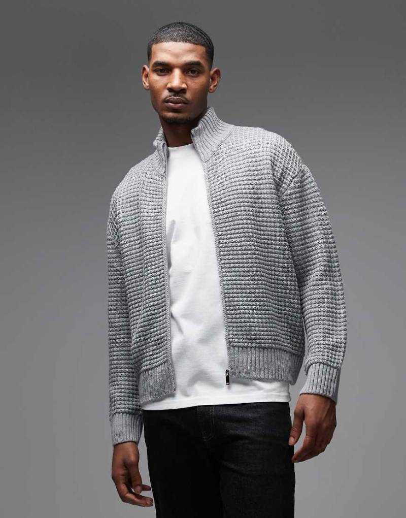 COLLUSION - Strickpullover mit Reißverschluss-Grau von Collusion