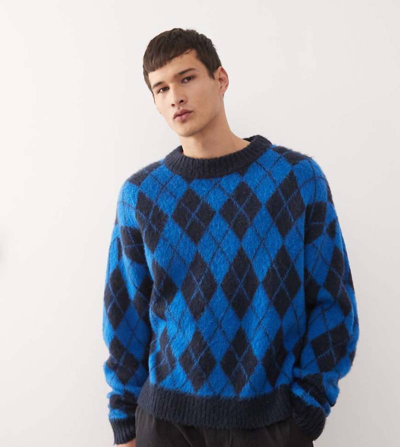 COLLUSION - Sweatshirt in Blau mit Argyle-Muster von Collusion