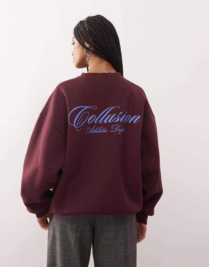 COLLUSION - Sweatshirt in Burgunderrot mit „Collusion"-Grafikprint von Collusion