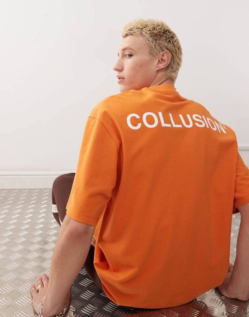 COLLUSION - T-Shirt in Dunkelorange mit Rückenprint von Collusion