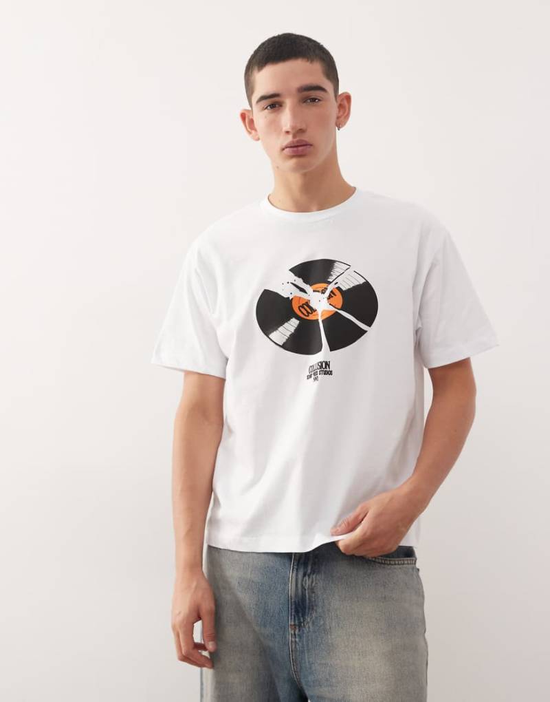 COLLUSION - T-Shirt in Grau mit Grafikprint von Collusion