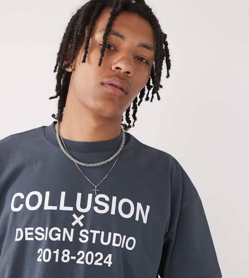 COLLUSION - T-Shirt in Grau mit Logo von Collusion