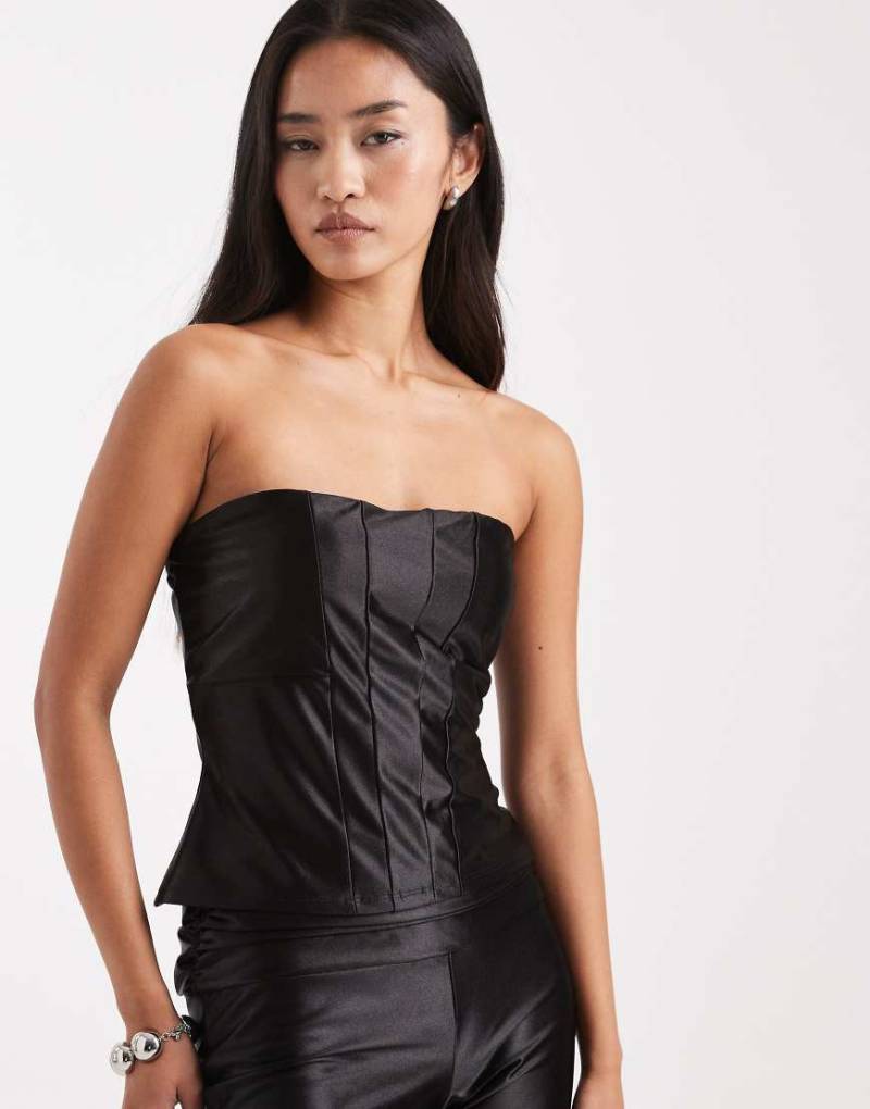 COLLUSION - Trägerloses Korsett-Oberteil aus Stretch-Satin, Kombiteil-Schwarz COLLUSION - Trägerloses Korsett-Oberteil aus Stretch-Satin, Kombiteil-Schwarz von Collusion