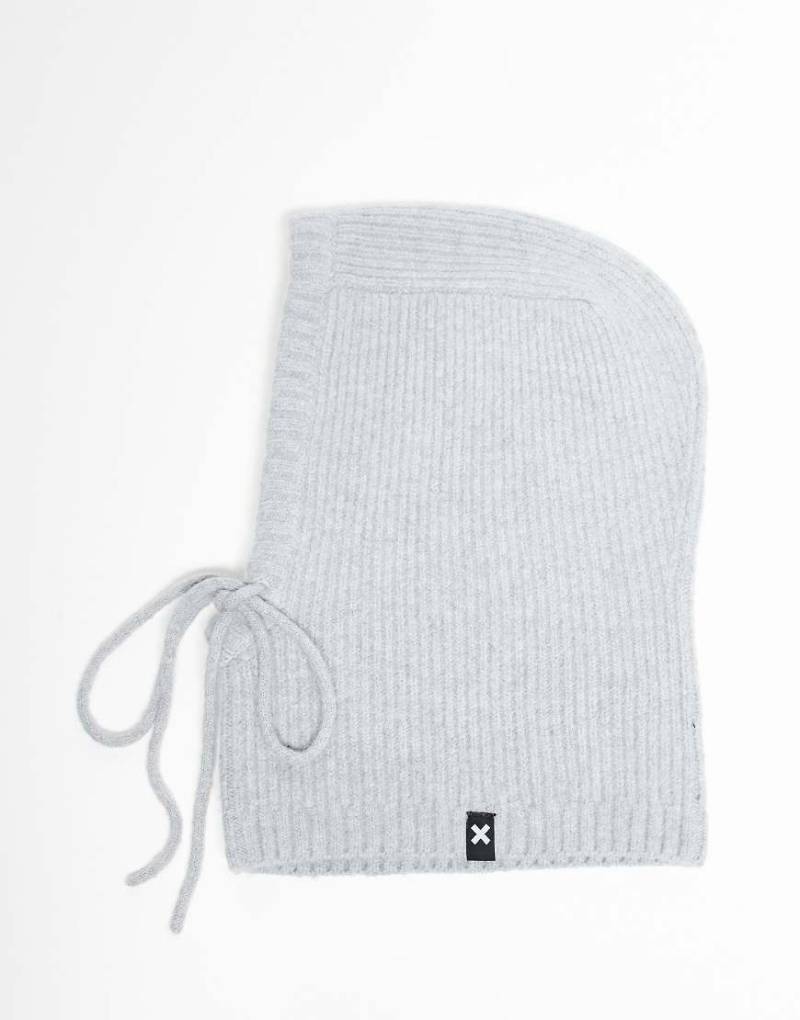 COLLUSION Unisex - Balaklava in Hellgrau mit Kapuze von Collusion