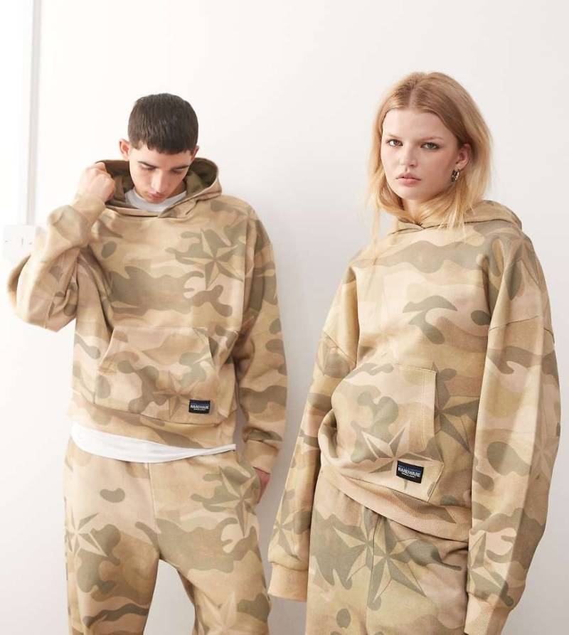 COLLUSION Unisex - Kastiger Kapuzenpullover mit Military-Muster-Bunt von Collusion