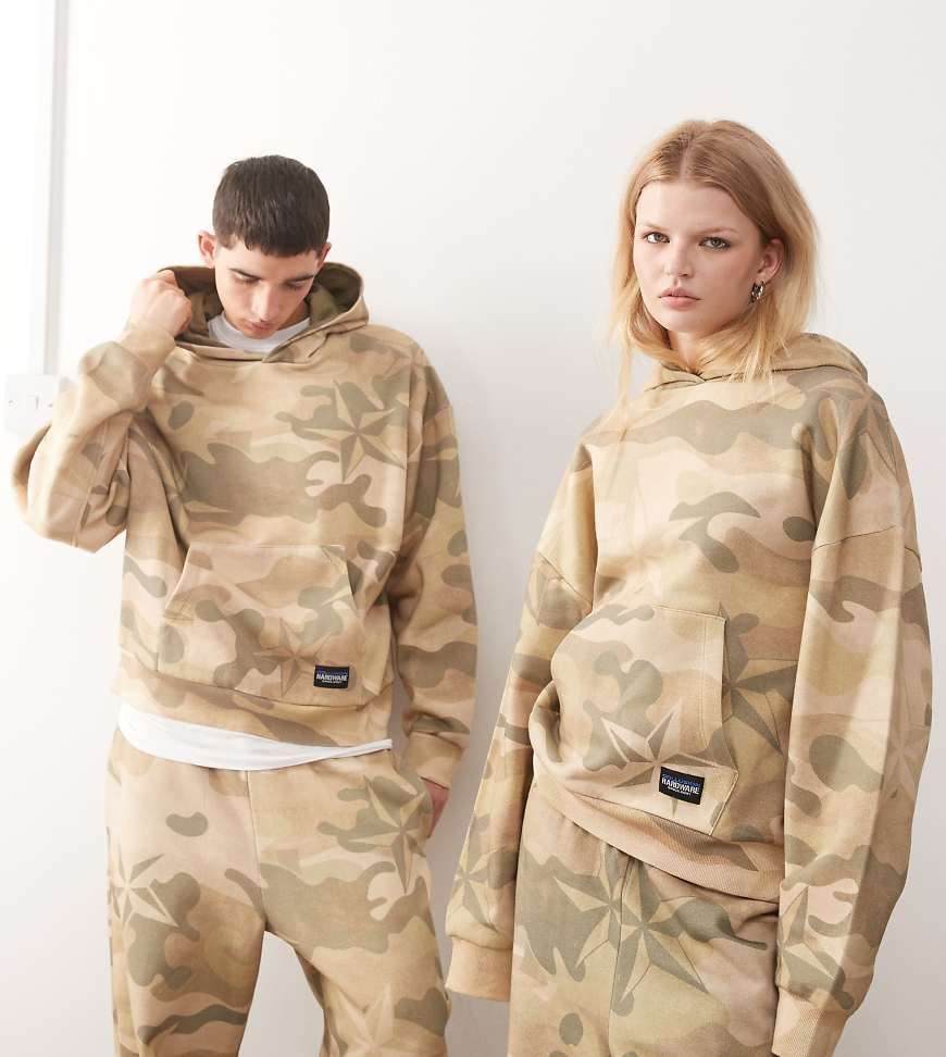 COLLUSION Unisex - Kastiger Kapuzenpullover mit Military-Muster-Bunt von Collusion