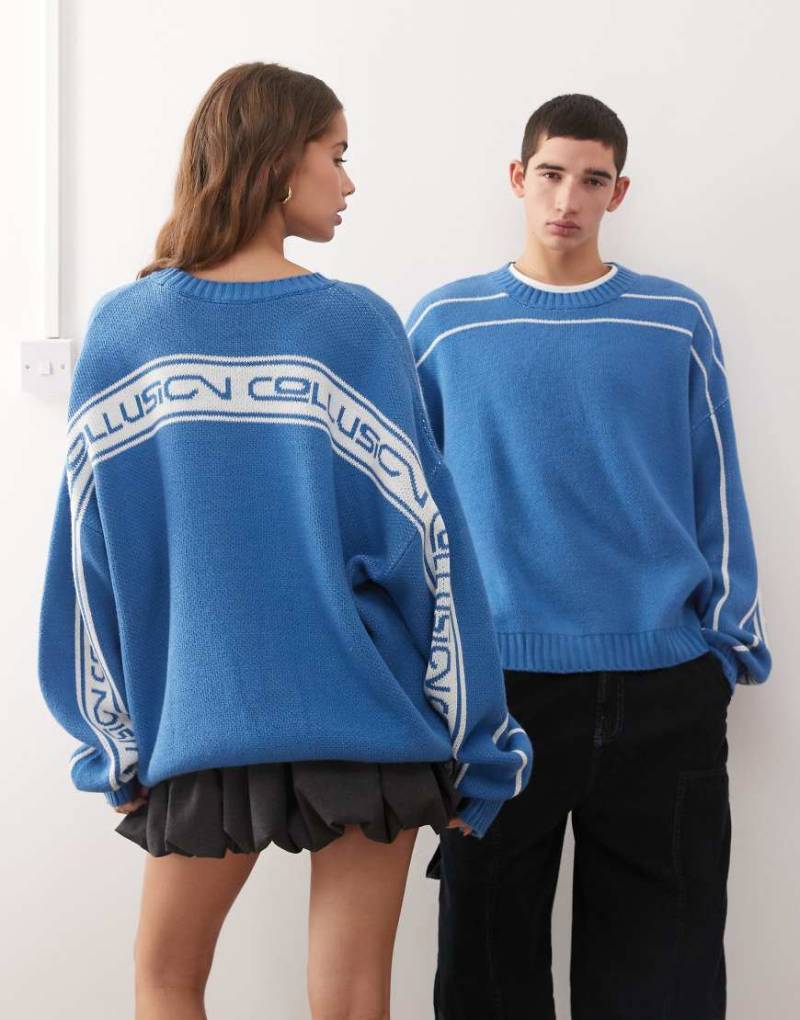 COLLUSION Unisex - Kastiger Strickpullover in Blau COLLUSION Unisex - Kastiger Strickpullover in Blau von Collusion