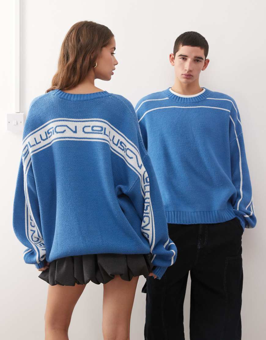 COLLUSION Unisex - Kastiger Strickpullover in Blau COLLUSION Unisex - Kastiger Strickpullover in Blau von Collusion