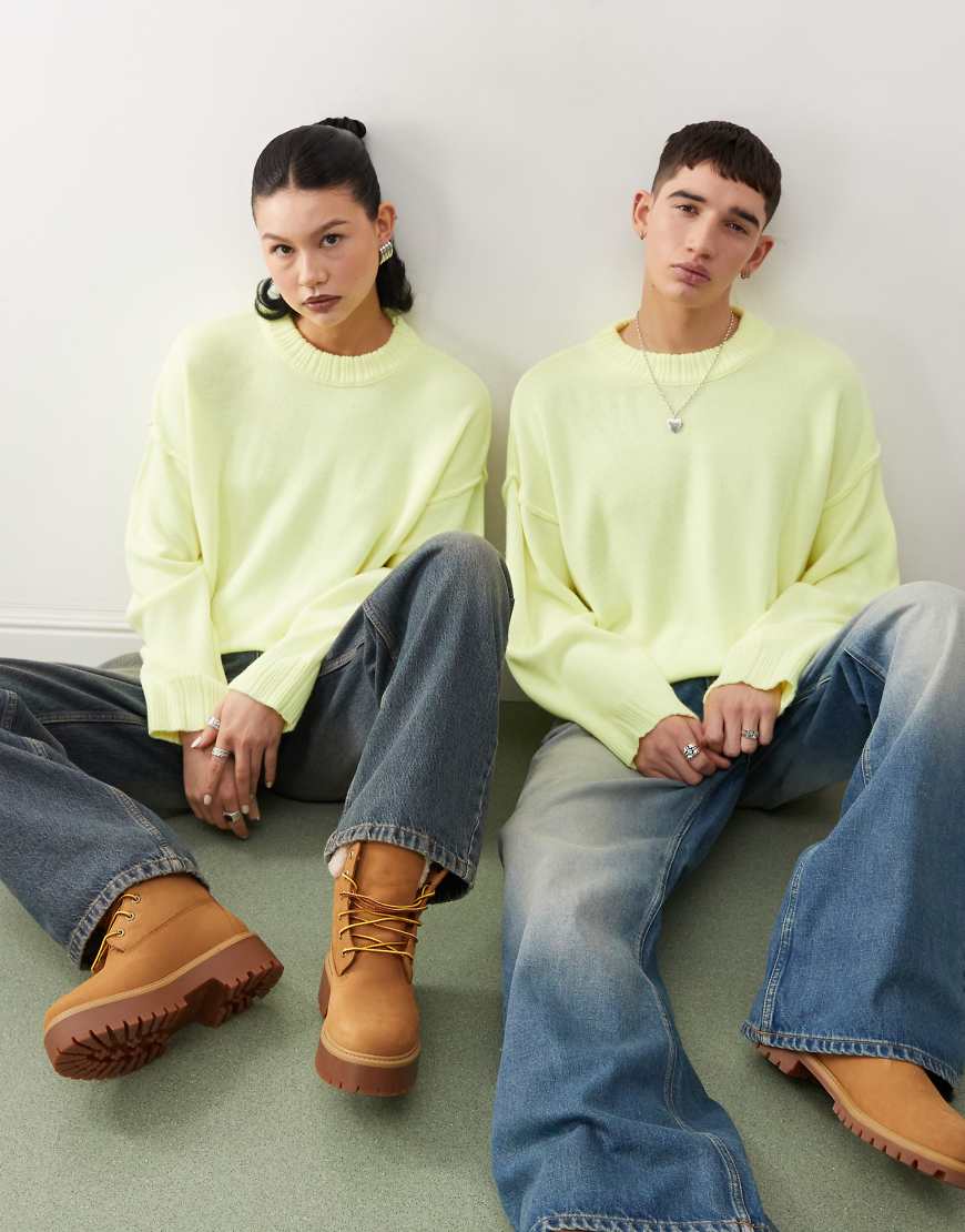 COLLUSION Unisex - Kastiger Strickpullover in Gelb von Collusion