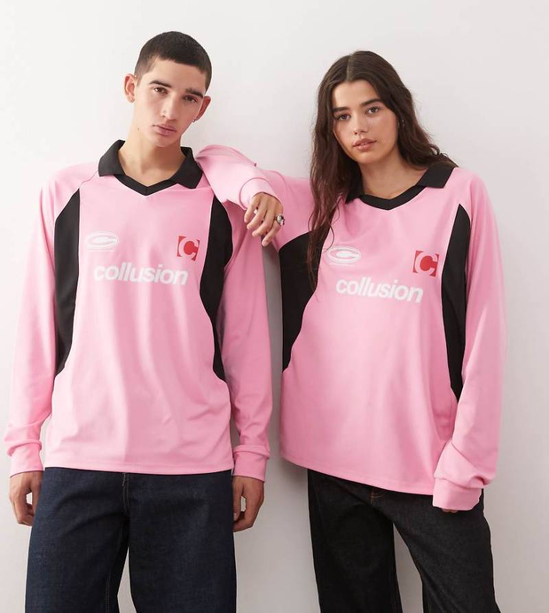 COLLUSION Unisex - Langärmliges Fußball-Oberteil in Rosa von Collusion