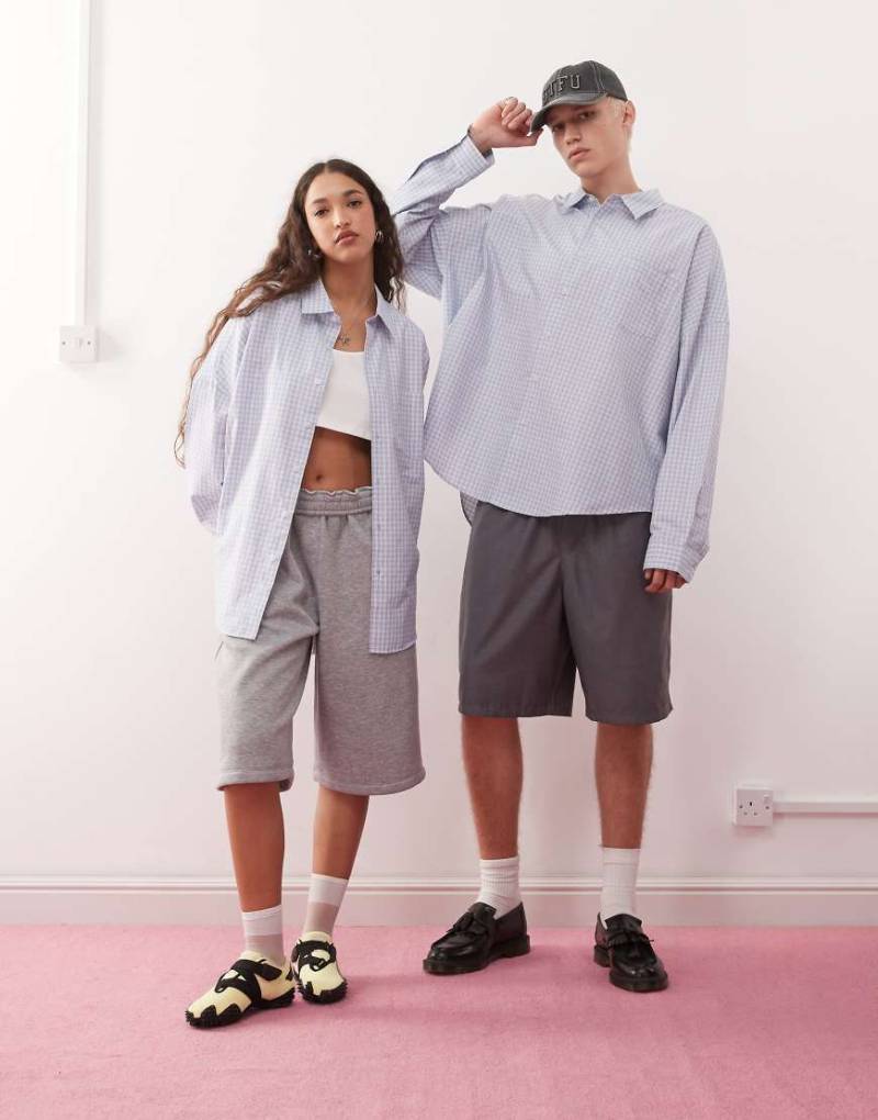 COLLUSION Unisex - Oversize-Hemd in blau kariert-Weiß von Collusion